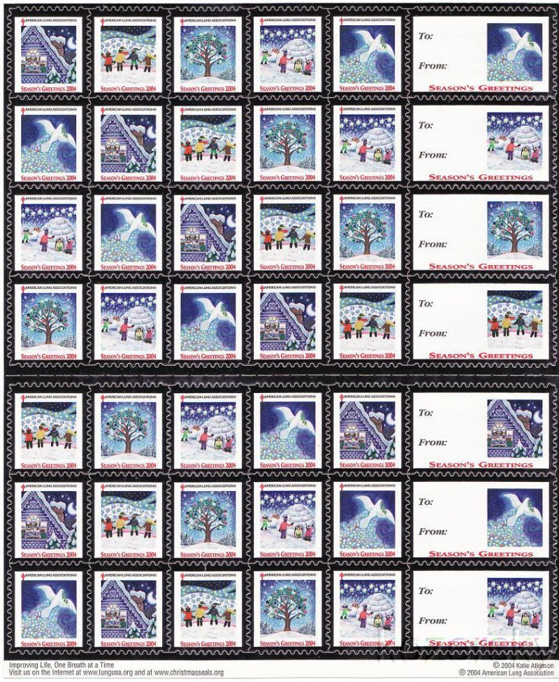 2004-5x, 2004 U.S. National Christmas Seals Sheet