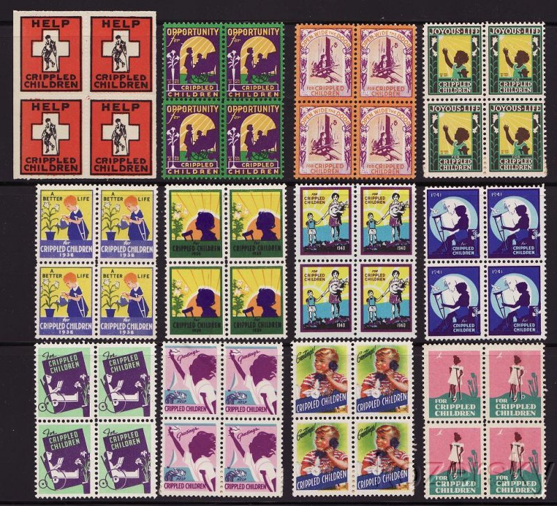 U.S. Easter Charity Seal Block Collection, 1934-56