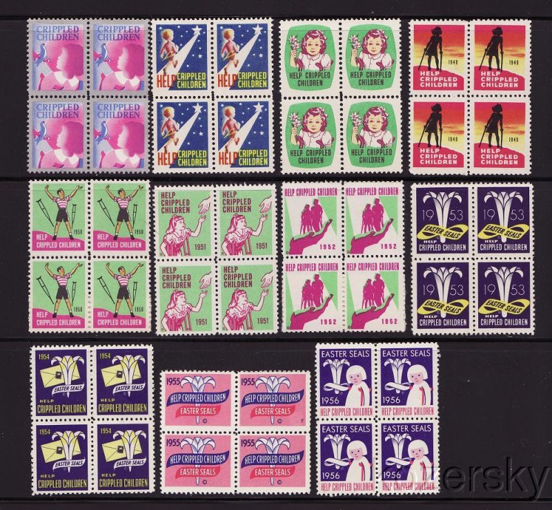 1934-56  U.S. Easter Charity Seal Block Collection