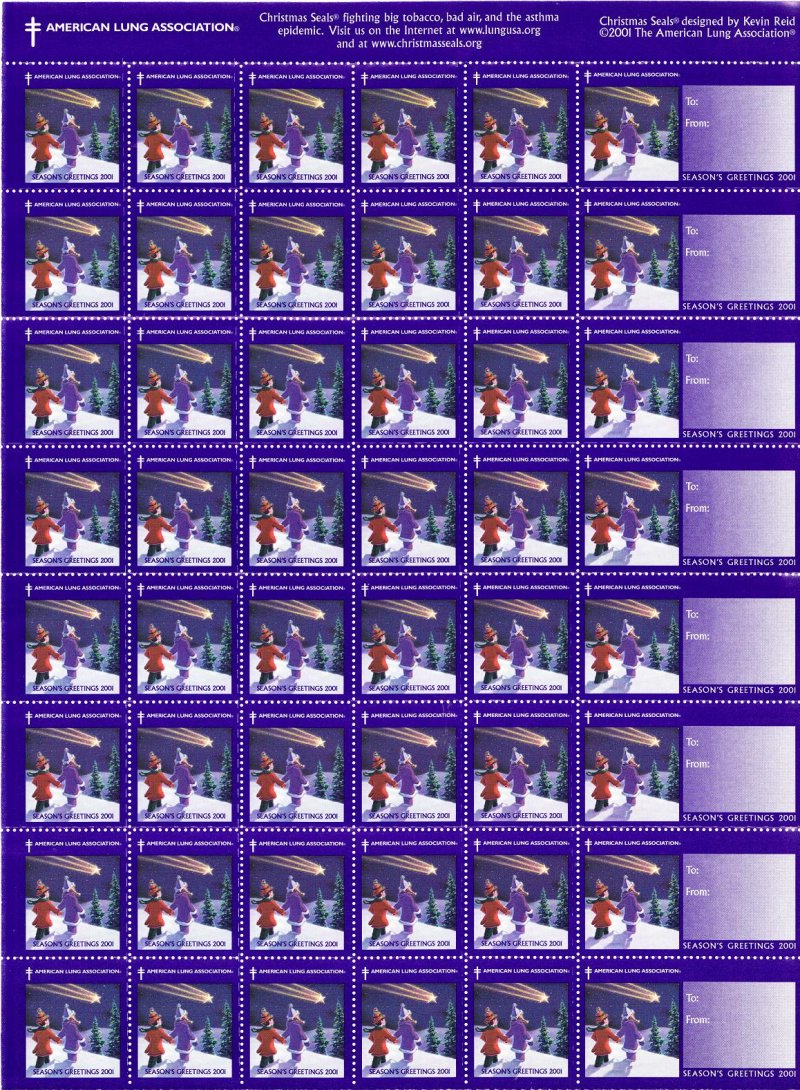   2001-1x1, 2001 U.S. National Christmas Seals Sheet  