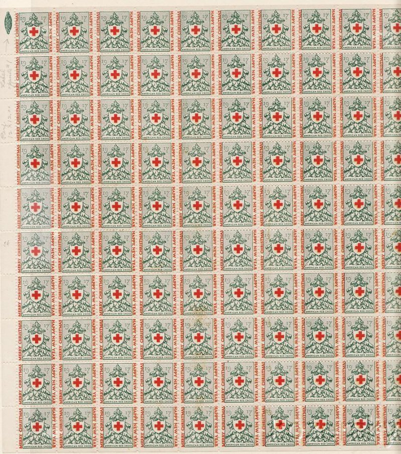 17- 3x, WX19, 1917 U.S. Red Cross Christmas Seals Sheet, Type 3