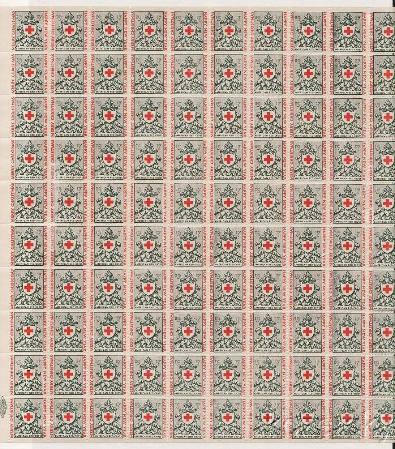 17-3.2x6.5, WX19b, 1917 U.S. Red Cross Christmas Seals Sheet, Type 3