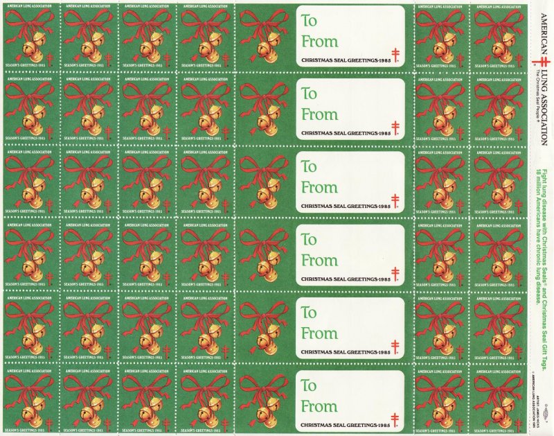 1985-T 7x, 1985 U.S. Christmas Seals, Test Design, Sheet/42