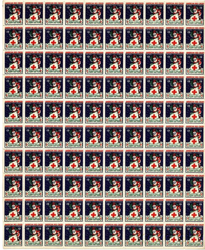 19-2x, WX24c, 1919 U.S. Red Cross Christmas Seals Sheet, Type 2