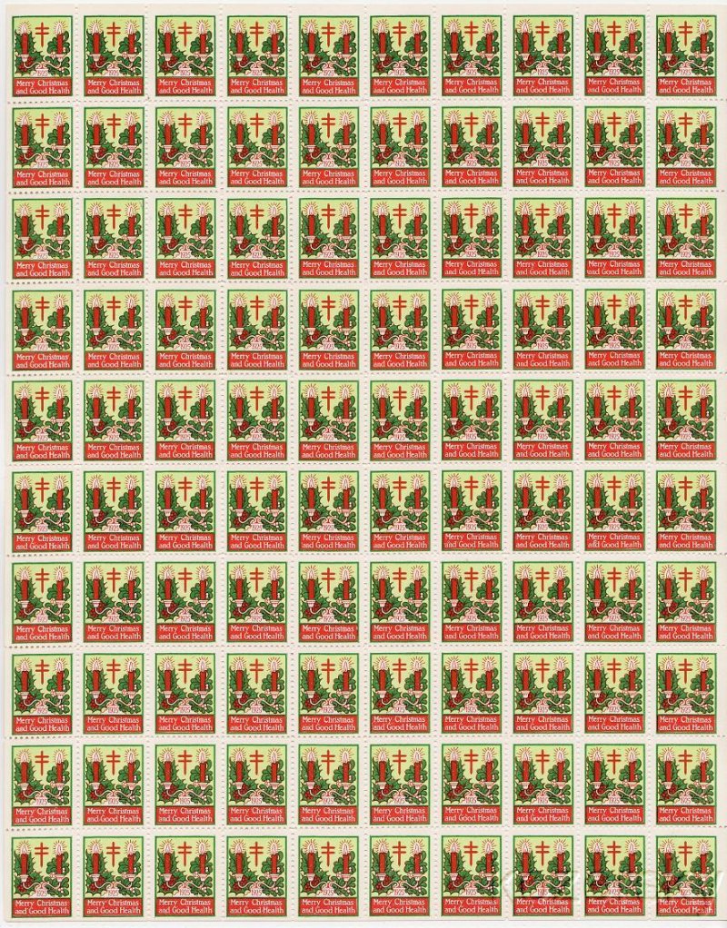 25- 1x, WX35, 1925 U.S. Christmas Seals Sheet, Type 1 