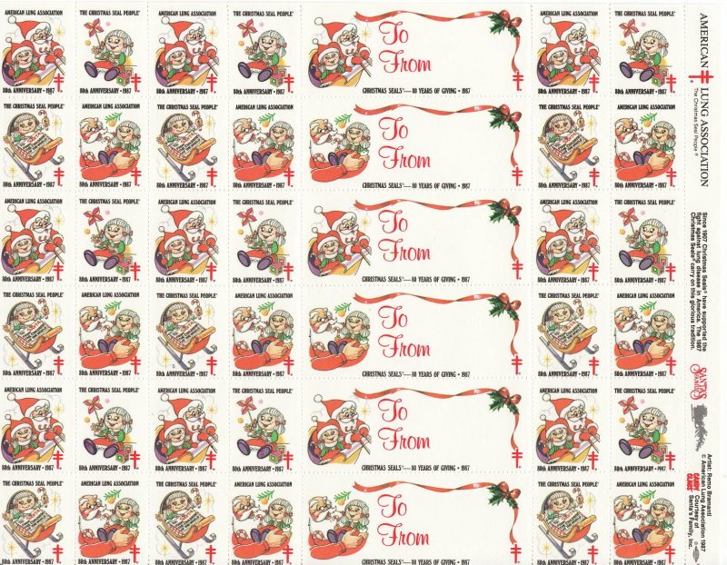 1987-1x1, 1987 U.S. Christmas Seals Sheet, pm S 