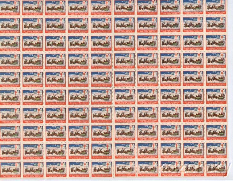 27-3x, WX41, 1927 U.S. Christmas Seals Sheet 