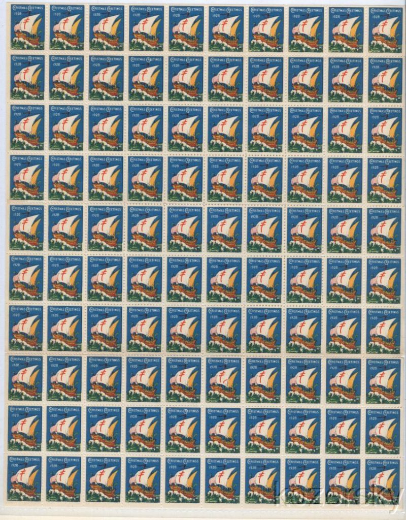 28-1xB, WX44, 1928 U.S. Christmas Seals Sheet, VBg 