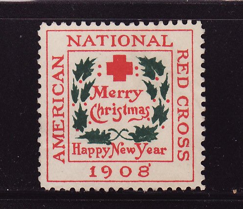 8-1A, WX3, 1908 U.S. Red Cross Christmas Seal, Type 1A, perf. 14
