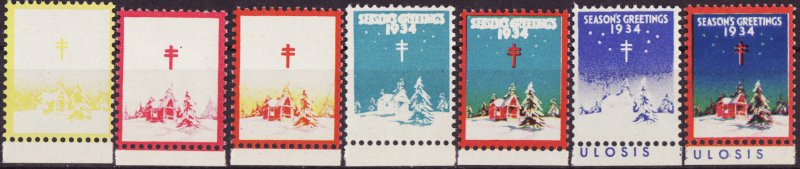 1934-1pcp, WX72, 1934 U.S. National Christmas Seals, PCPs, 7 stages