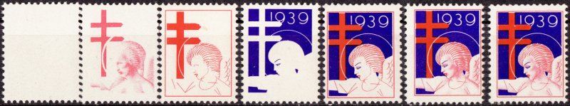 1939-1.2pcp, WX96, 1939 U.S. Christmas Seals, PCPs, NG