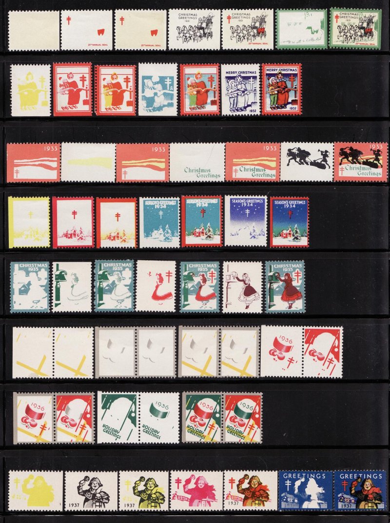  U.S. Christmas Seals, PCP Progressive Color Proofs Collection, 1930-53