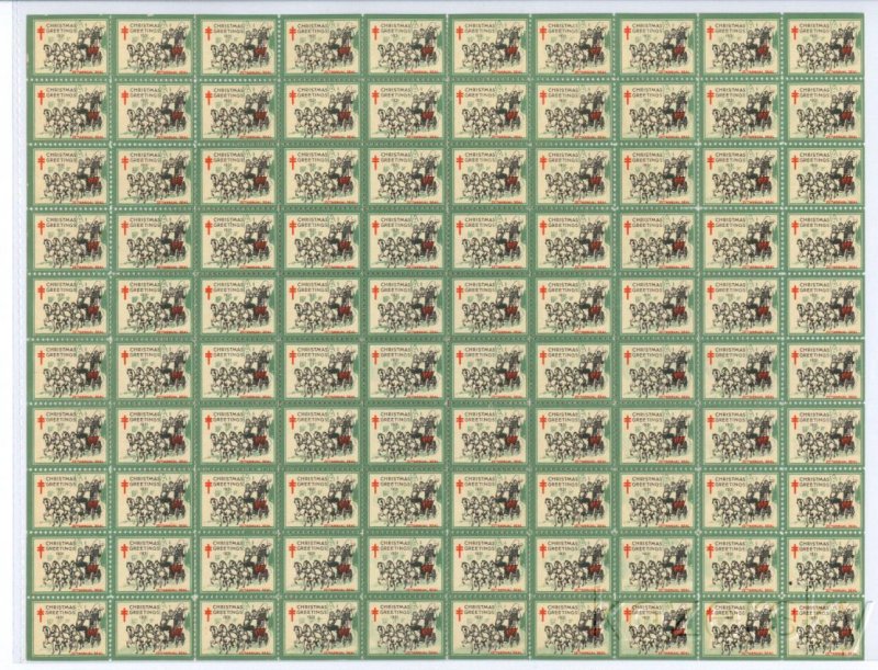 1931-1BxC, WX62, 1931 U.S. Christmas Seals Sheet, HBg, Black Plate C