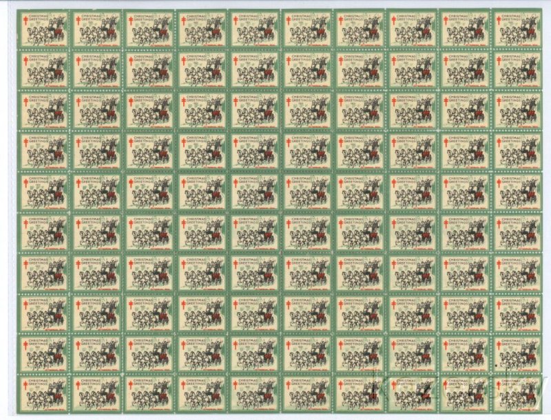 1931-2x, WX63, 1931 U.S. Christmas Seals Sheet, Smooth Gum, pm S  