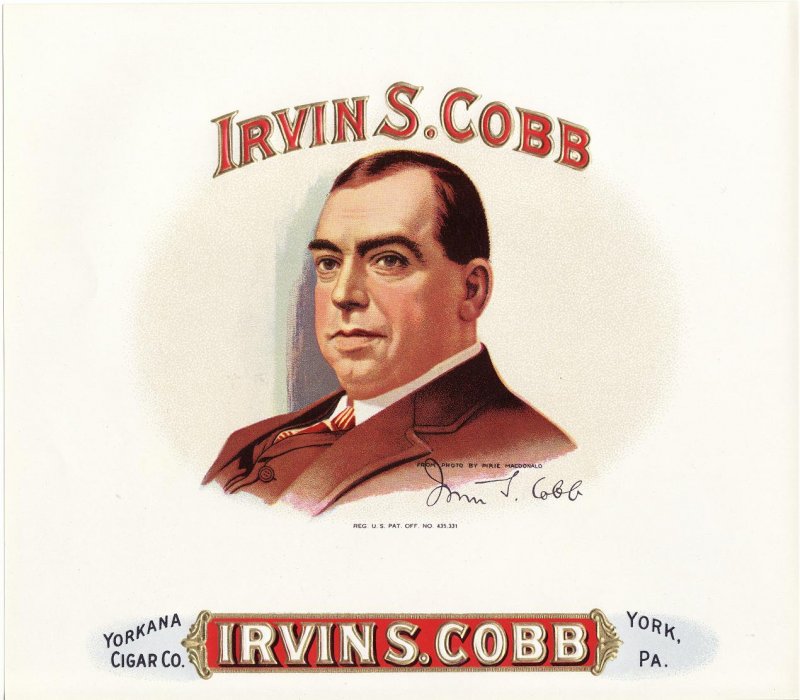 Irvin S. Cobb Vintage Inner Cigar Box Label