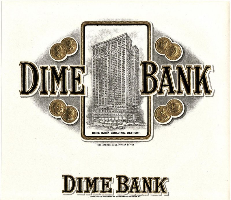 Dime Bank Vintage Inner Cigar Box Label