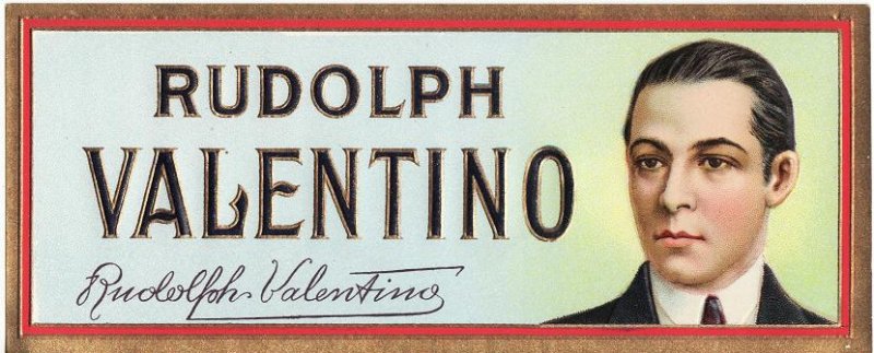 Rudolph Valentino Outer Cigar Box Label, 1920s