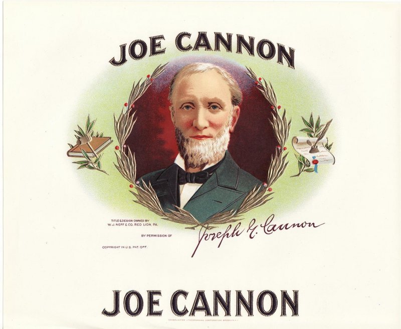 Joe Cannon Vintage Inner Cigar Box Label