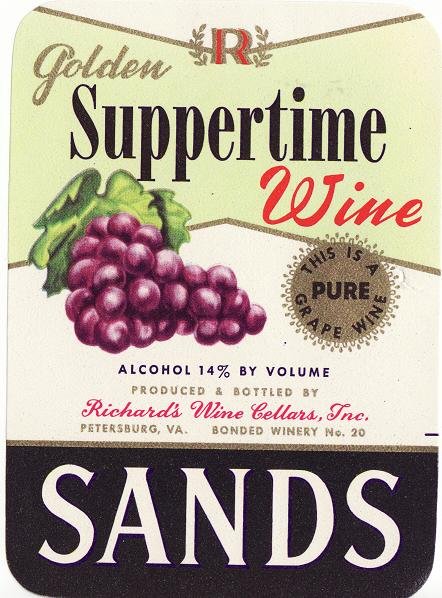 Sands Golden Suppertime Wine Label