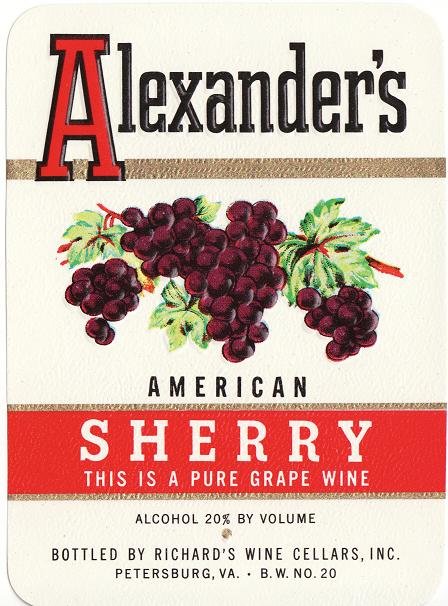 Alexander's Sherry Wine Label