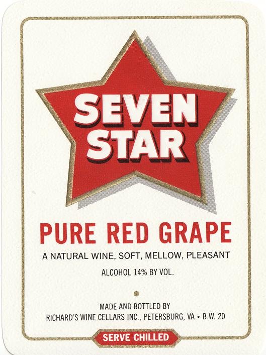 Seven Star Red Grape Wine Label