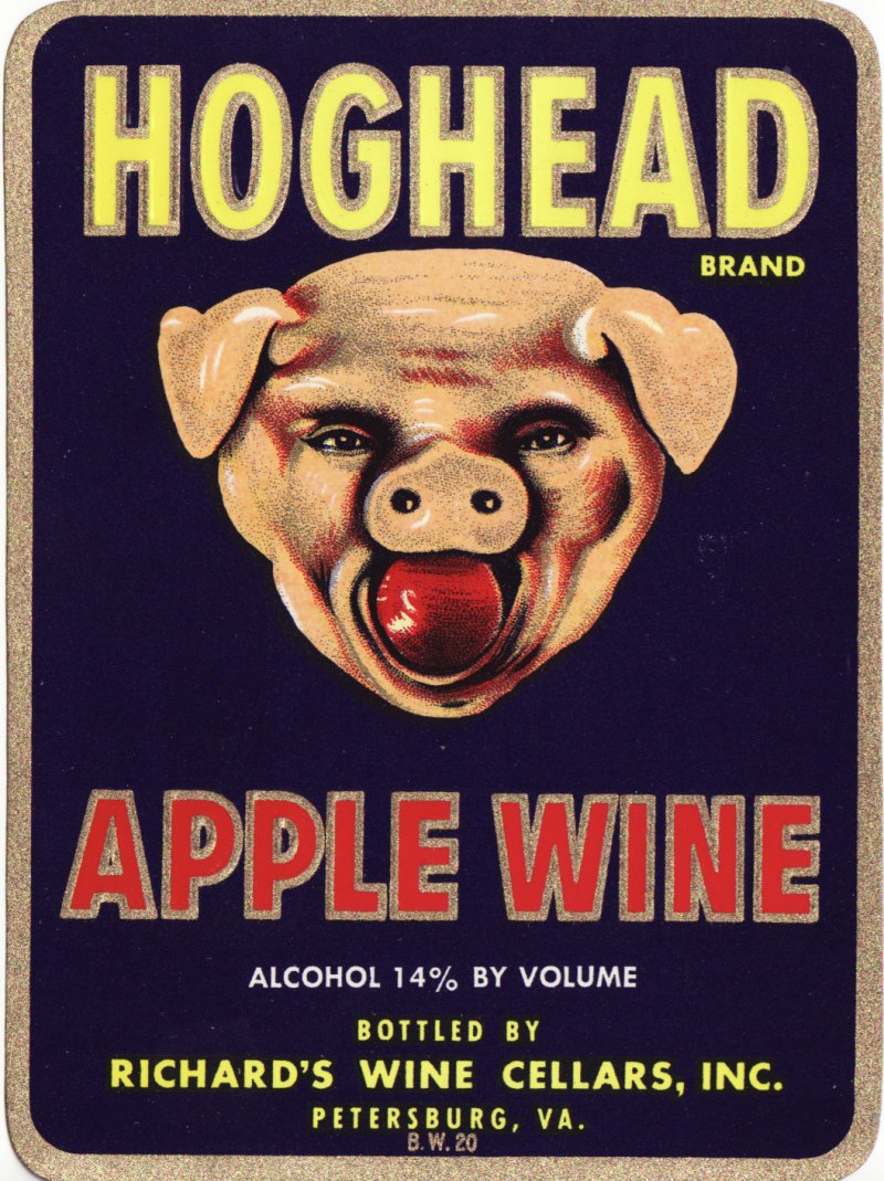 Hoghead Brand Apple Wine Label - 3x4 inches