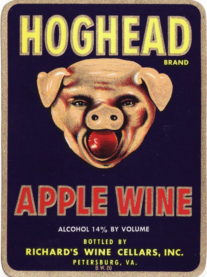 Hoghead Brand Apple Wine Label - 3.5x4.75 inches