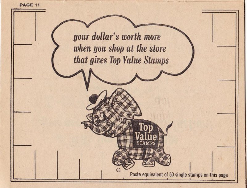 Top Value Trading Stamp Saver Book, 1966, Inside Page