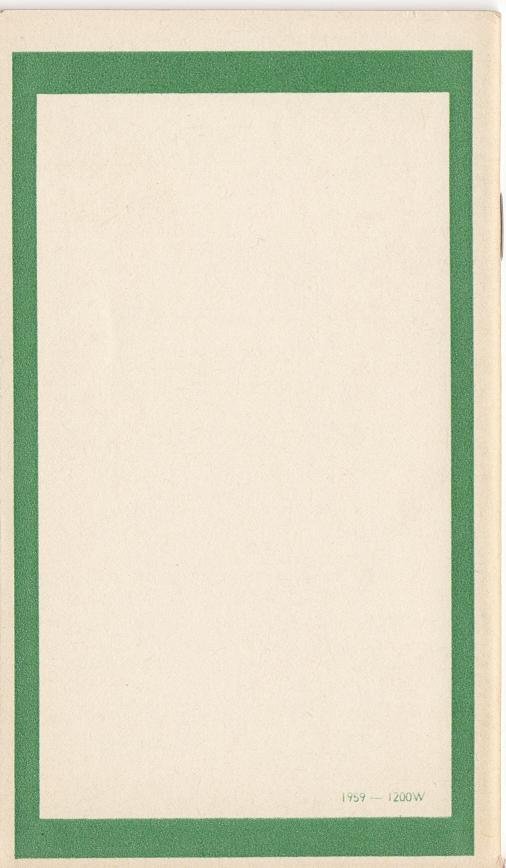 S&H Green Stamps Saver Book, 1959, Back Cover