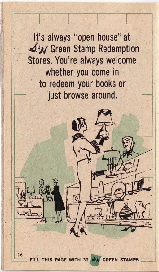 S&H Green Stamps Saver Book, 1959, Inside Page