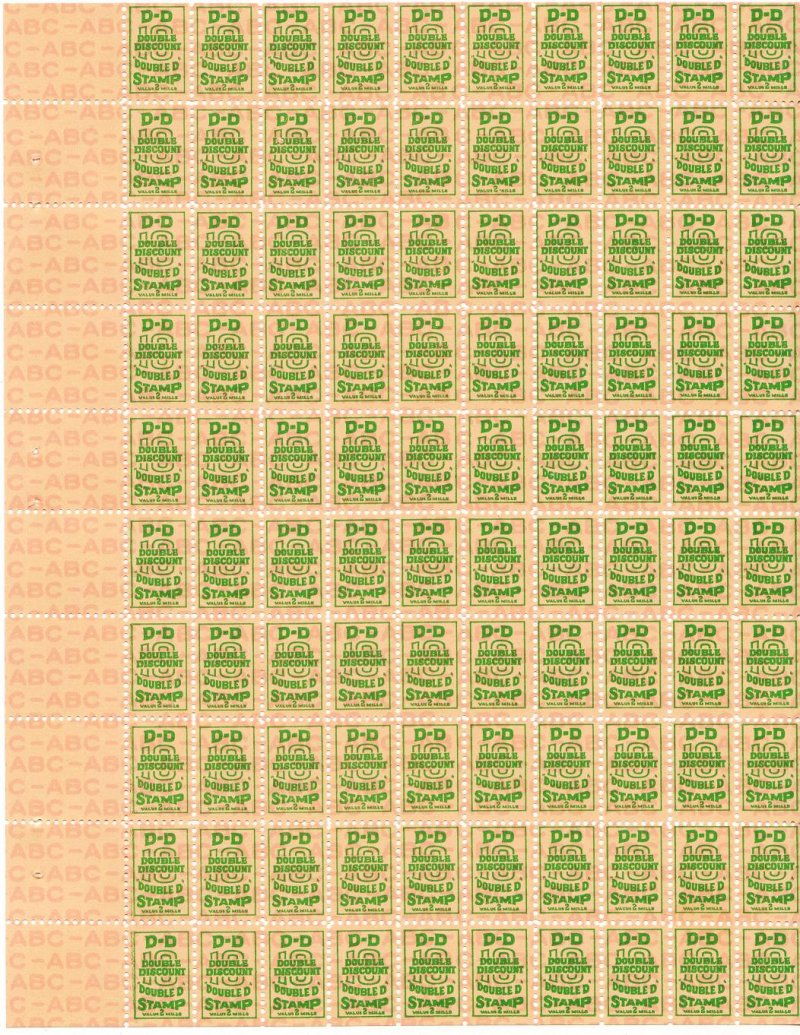 Double Discount Trading Stamps Sheet 