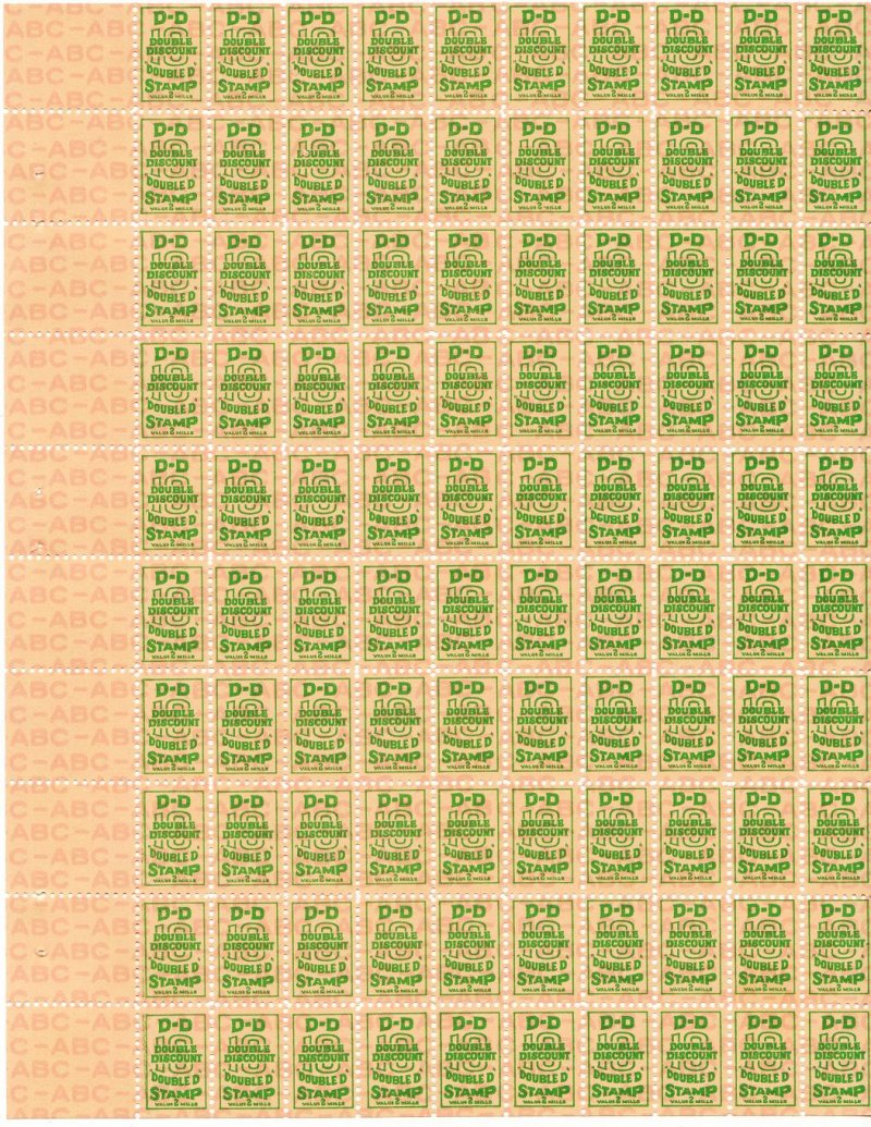 Double Discount Trading Stamps Sheet 