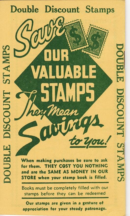 Double Discount Trading Stamps Saver Book, Back Cover