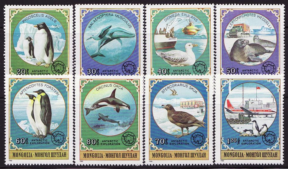 Mongolia 1137-45, Mongolia Antarctic Animals and Exploration Stamps, MNH