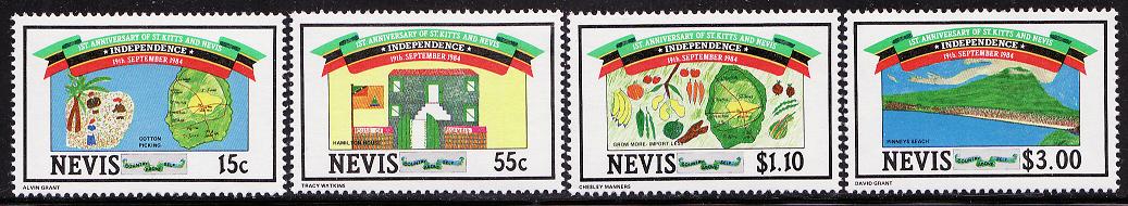 Nevis 379-82, Nevis Independence of St. Kitts and Nevis Stamps, MNH