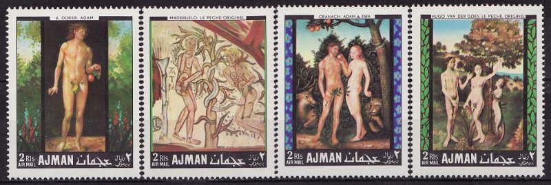Ajman 281-84, Ajman Adam & Eve, Art Stamps