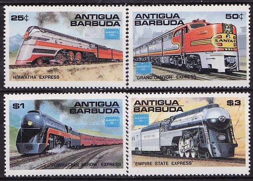 Antigua 934-37, Antigua American Trains Stamps