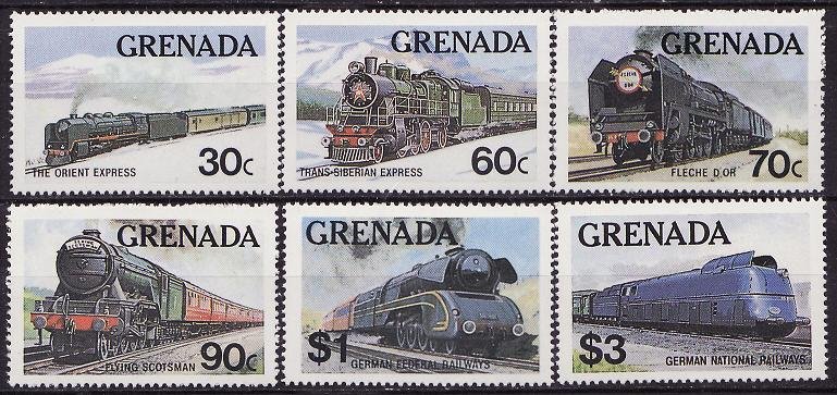 Grenada 1120-25, Grenada Trains, Railroads Stamps, MNH