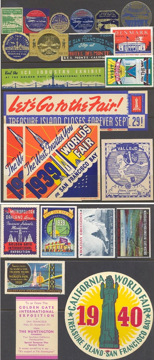 San Francisco Golden Gate World's Fair Poster Stamps, 1939-40, 23 diff.