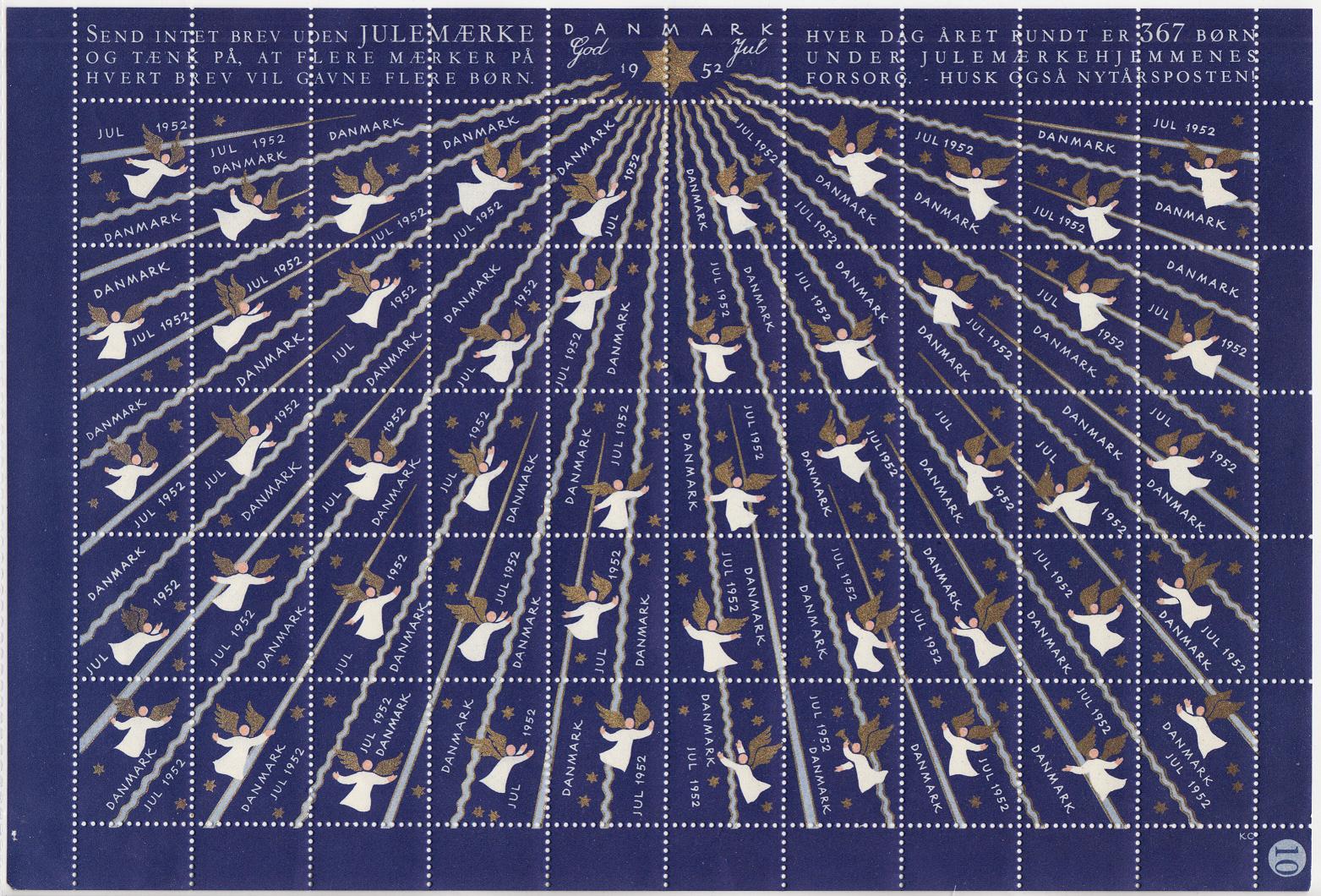 Denmark 50.x, 1952 Denmark TB Charity Seals Sheet 