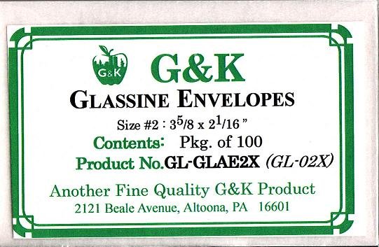  G&K Glassline Envelopes, #2, 100 Envelopes