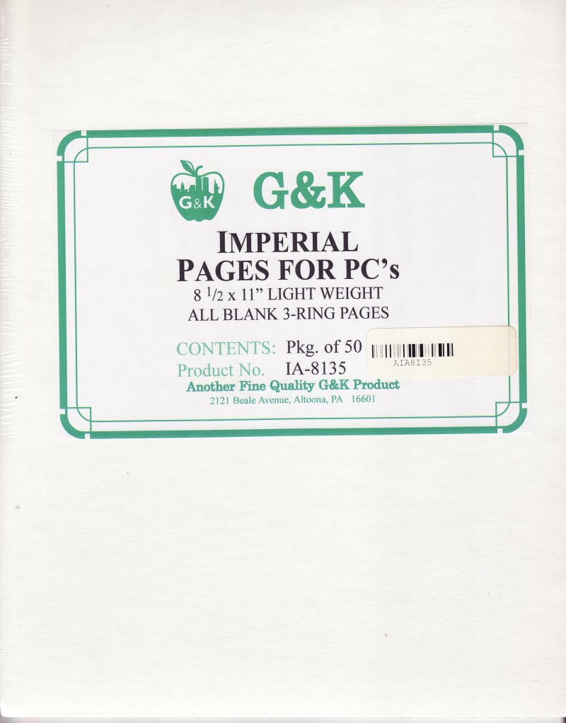   G&K Blank Stamp Album Pages, 50 Pages, Light Weight