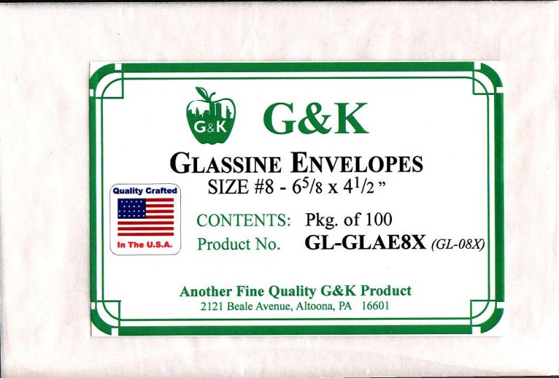  G&K Glassline Envelopes, #8, 100 Envelopes