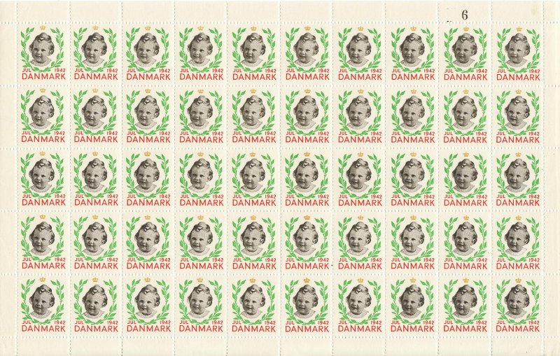 Denmark 39.x, 1942 Denmark TB Charity Seals Sheet 
