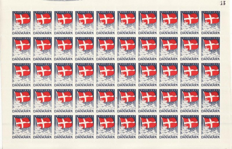 Denmark 42.x, 1945 Denmark TB Charity Seals Sheet 