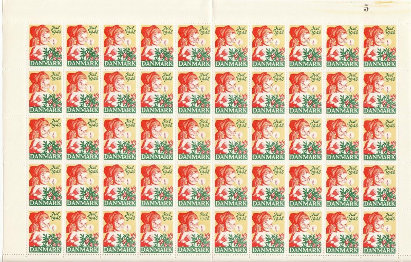 Denmark 45.x, 1948 Denmark TB Charity Seals Sheet