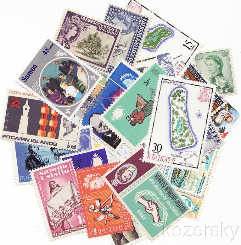 British Pacific Islands Stamp Packet, 25 different Bitish Pacific Island stamps 
