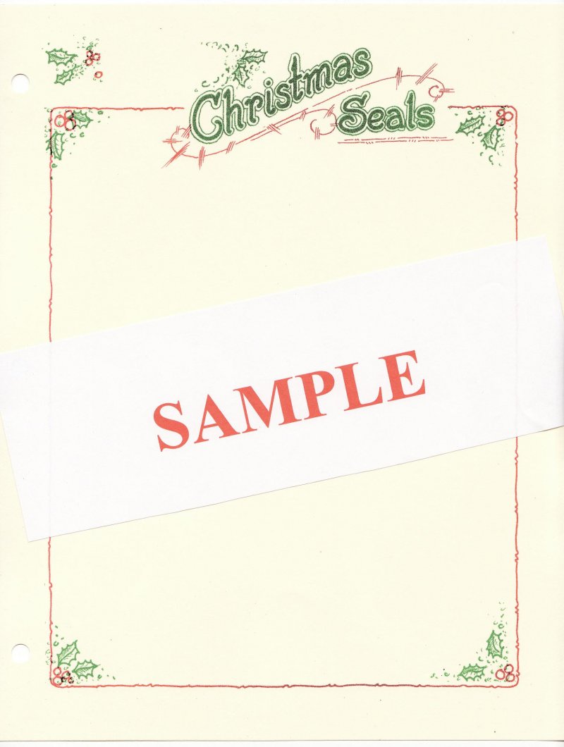      Christmas Seal Stamp Album Pages, blank pages with color heading and border