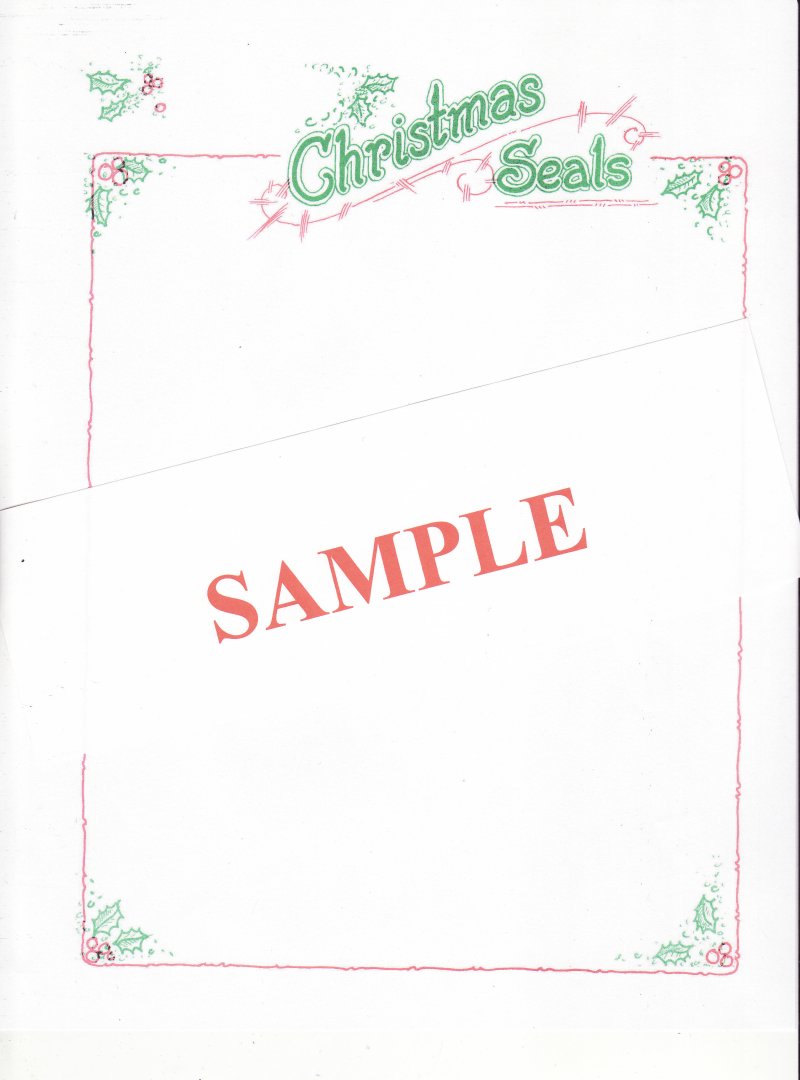      Christmas Seal Stamp Album Pages, blank pages with color heading and border
