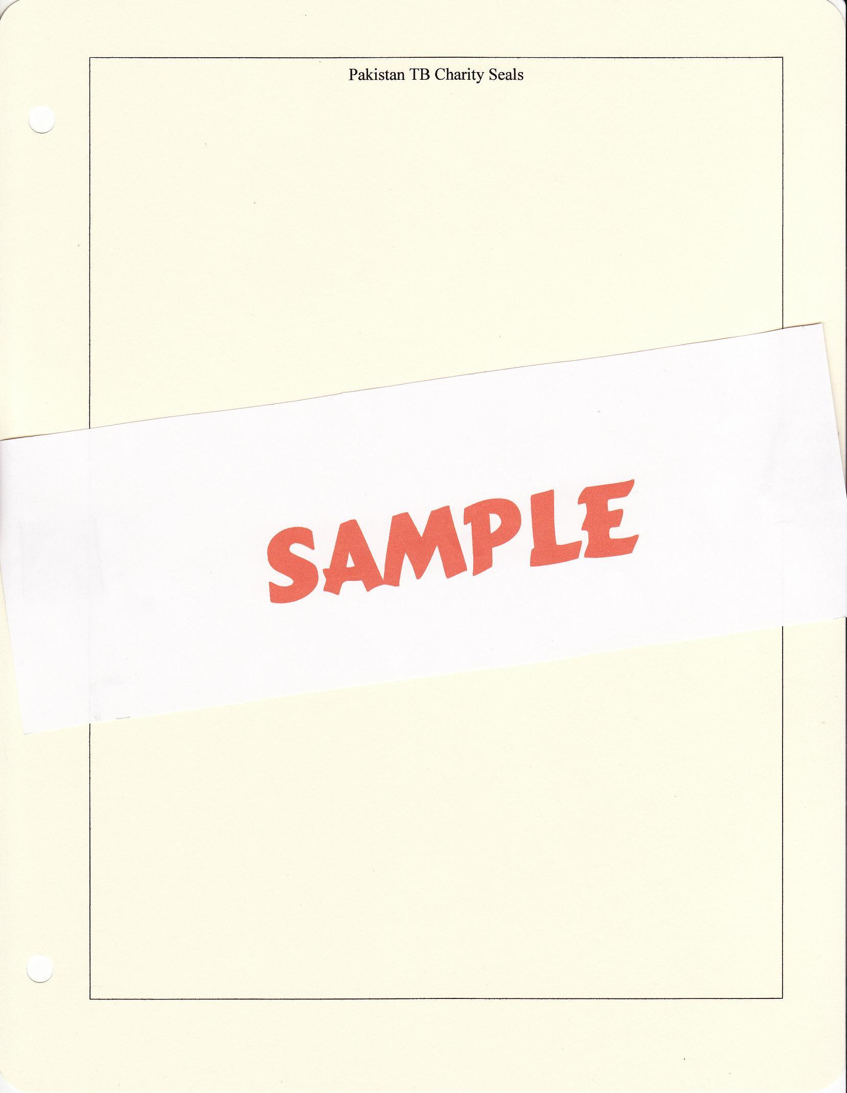 Pakistan TB Charity Seal Album Pages, blank pages with title and border